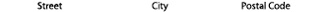 Street/City/Postal Code